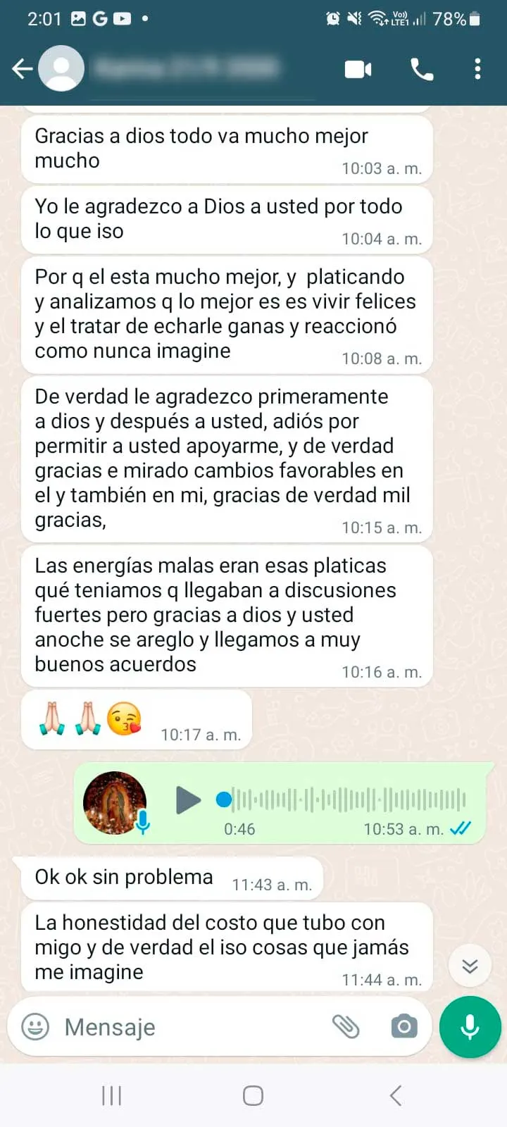 Mensaje de WhatsApp de un cliente (2)